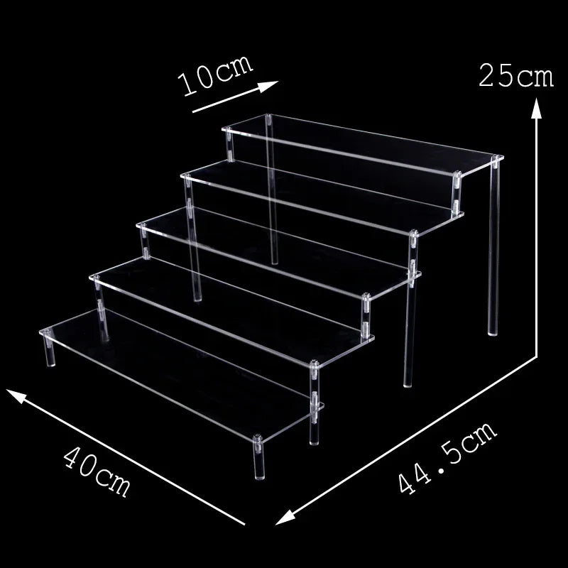 Acrylic Display Stand Transparent Ladder Shelf Doll Clay Figurine Animation Car Model Blind Box Perfume Storage Model Stand