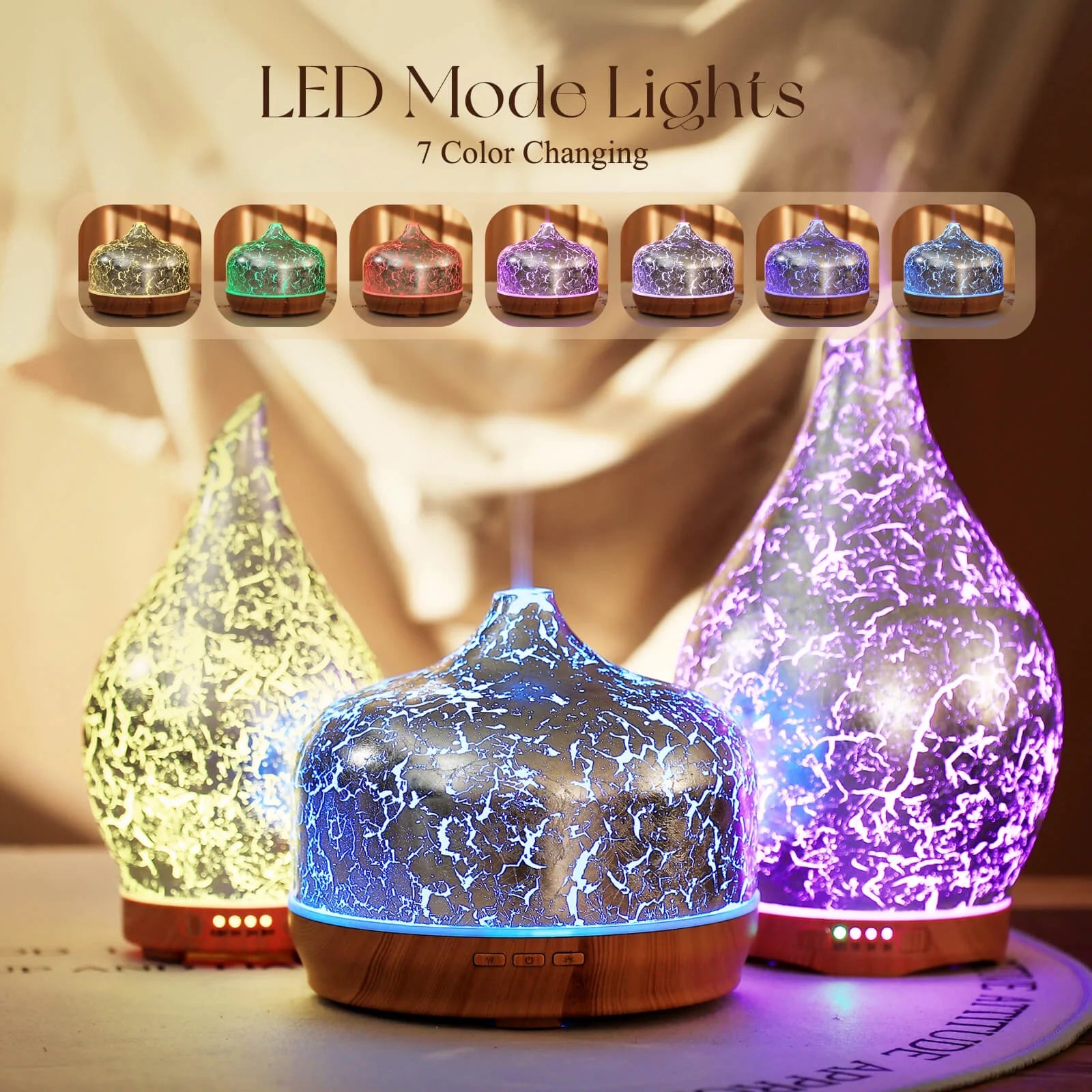 500Ml Essential Oil Diffuser Silver Plated Glass Aromatherapy Ultrasonic Humidifier - Auto Shut-Off, Timer Setting, BPA Free for Home Hotel Yoga Spa,Christmas Gift