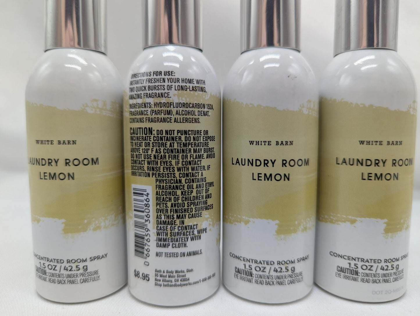 Qty (4) White Barn LAUNDRY ROOM LEMON Concentrated Room Spray 1.5 Oz