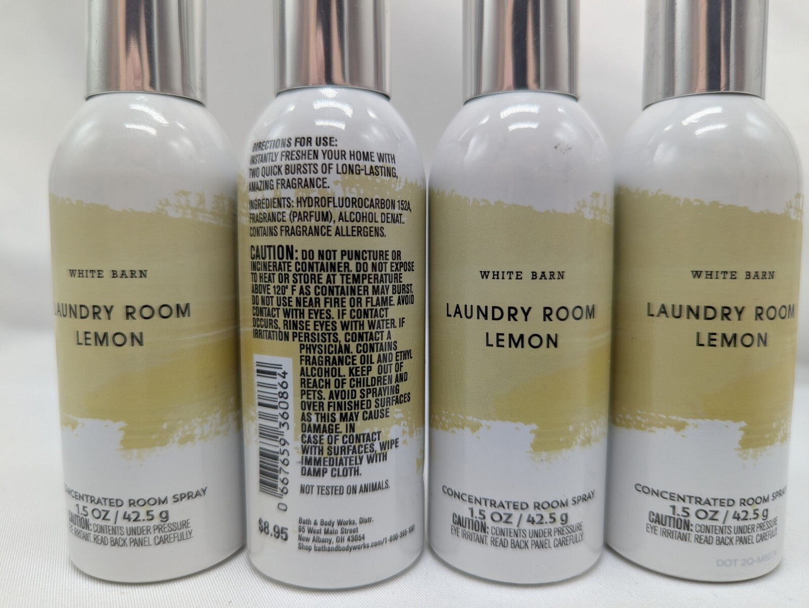 Qty (4) White Barn LAUNDRY ROOM LEMON Concentrated Room Spray 1.5 Oz