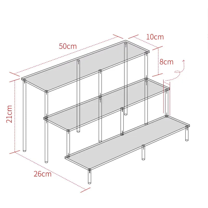20-50Cm Acrylic Riser Display Riser Shelf for Figures Display Stand Display Cupcake Perfume Organizer Cologne Makeup Collection