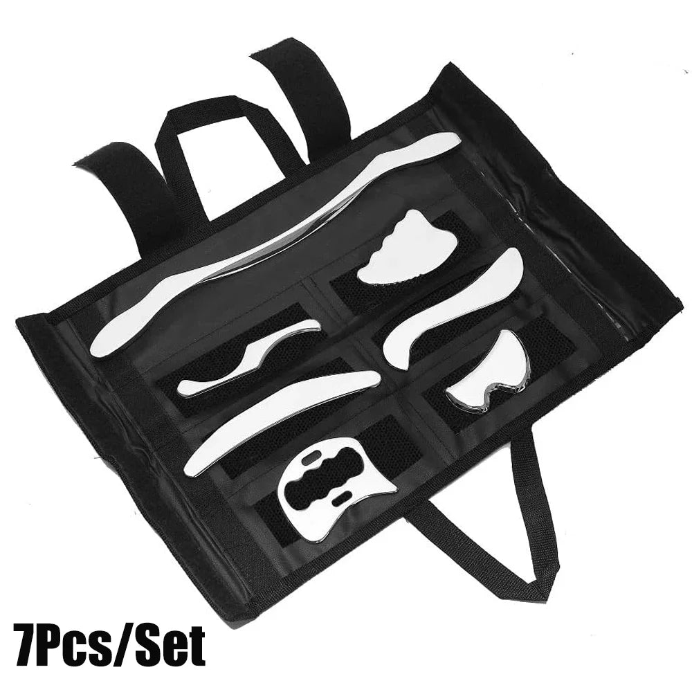 7 in 1 Muscle Scraper Tool Set for Deep Tissue Massage Gua Sha Stainless Steel Fascial Release Soft Tissue Mobilization Tools