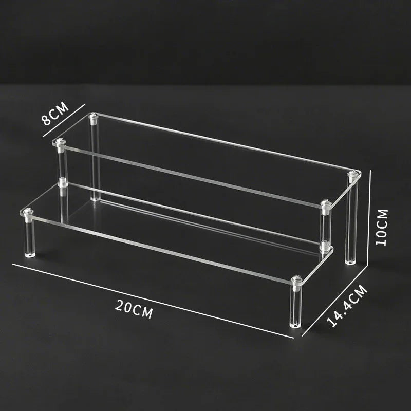 1-4 Layers Acrylic Display Stand Durable Display Rack for Cupcake Perfume Doll Transparent Trapezoidal Blind Boxes Storage Shelf