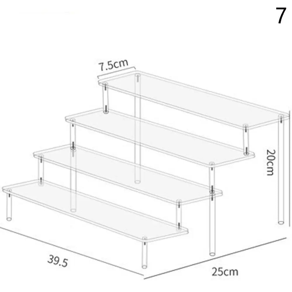 1-4 Tier Acrylic Display Stand Durable Display Rack for Cupcake Perfume Doll Transparent Trapezoidal Blind Box Storage Shelf