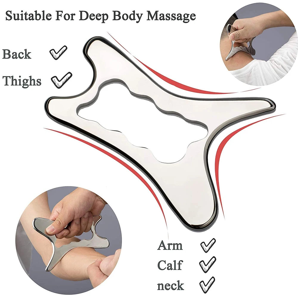 Stainless Steel Scraping Gua Sha Tools, Muscle Scraper Tool, IASTM Massage Tool for Relaxing Soft Tissue, Reduce Head, Neck Pain