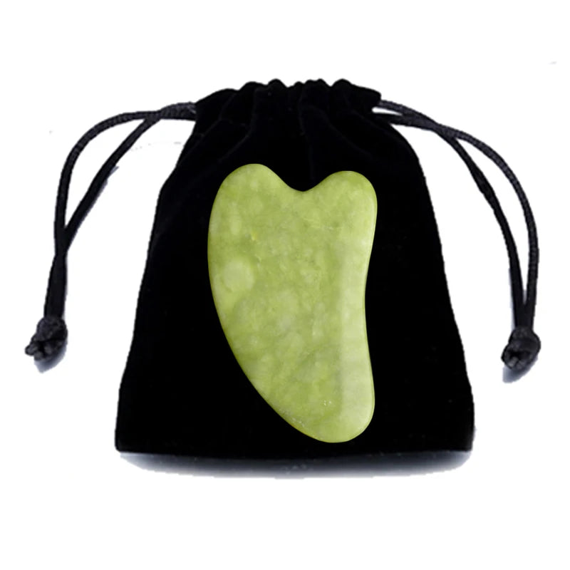 Natural Gua Sha Jade Stone for Face Guasha Massage Tools Body Acupuncture Stick Beauty Gouache Scraper with Black Velvet Bag