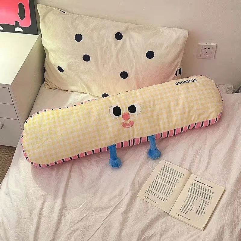 Long Grid Sleeping Pillow Side Sleeping Leg Clamp Pillow Cute Pillows Bed Cushion Pillow Cartoon Print Decorate Plush Pillows