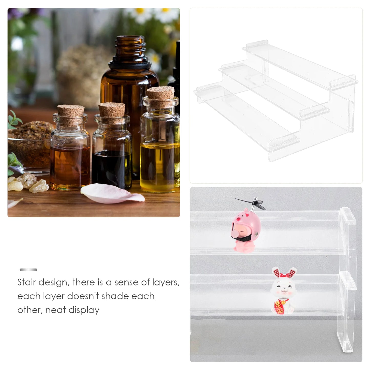 Transparent Ladder Display Rack Cake Stand Perfume Acrylic Figurine Holder Bracelet Necklace Stairs Exhibitor Figures