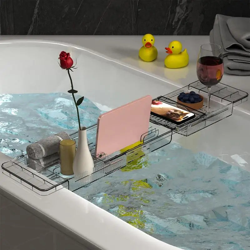 Bathtub Trays for Tub Bathtub Tray Caddy for Bath Bath Shelf over Tub Adjustable Bath Tray Bathtub Accessories for Home Spa