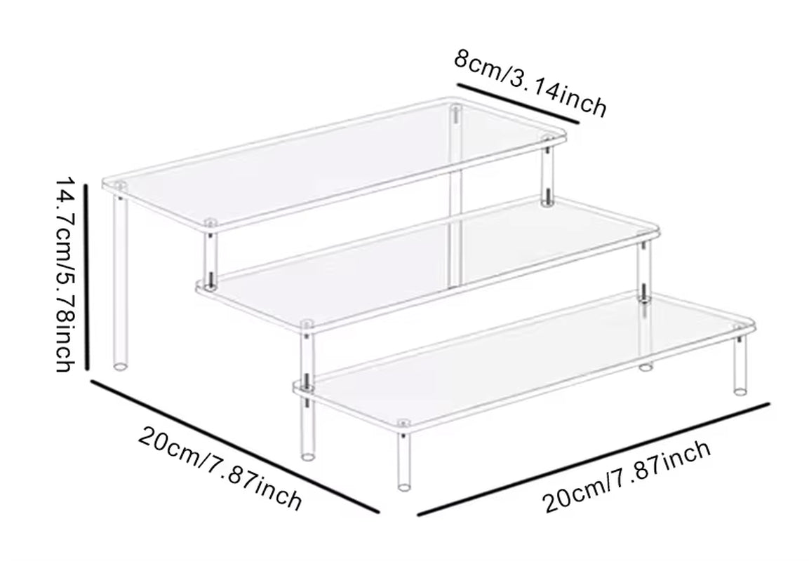 1-4 Tier Acrylic Display Stand Durable Display Rack for Cupcake Perfume Doll Transparent Trapezoidal Blind Box Storage Shelf