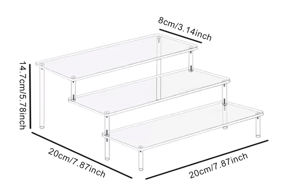 1-4 Tier Acrylic Display Stand Durable Display Rack for Cupcake Perfume Doll Transparent Trapezoidal Blind Box Storage Shelf