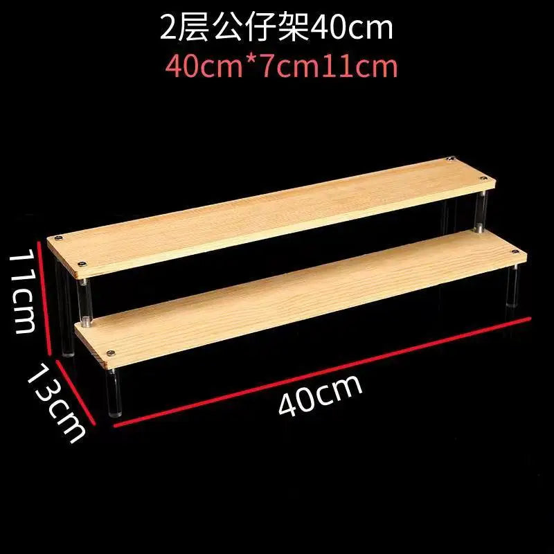 1-5 Tier Acrylic and Solid Wood Panel with Clear Acrylic Column Display Stand for Perfume, Cosmetic, Car Modle, Toy Storage Rack