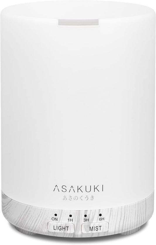 Essential Oil Diffuser for Home, 300 Ml Humidifier with Automatic Shut-Off, Quiet Aromatherapy Diffuser with 7 LED Lights for Living Room, Kitchen, Bedroom, Hotel - White Wood