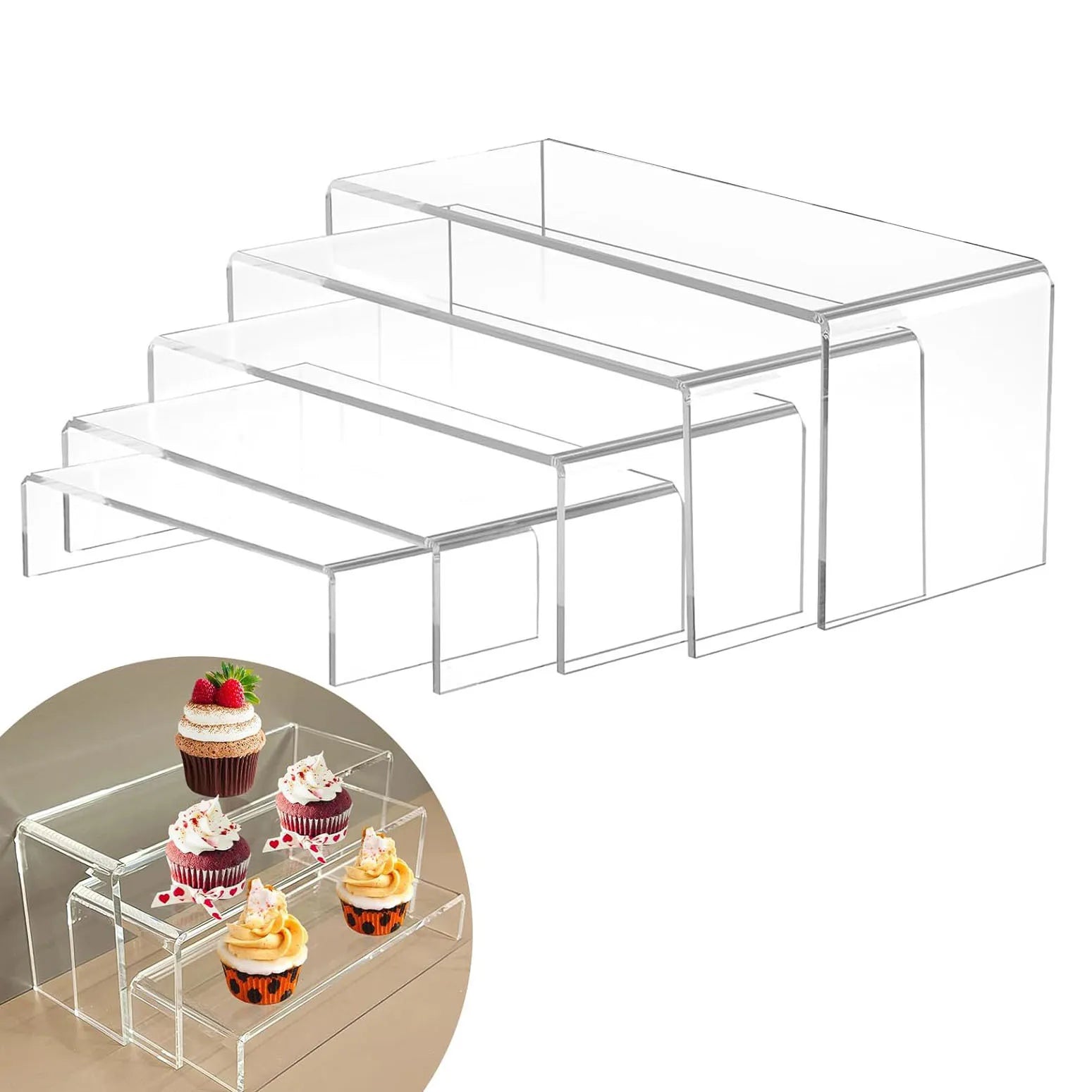 Clear Acrylic Display Stand for Cupcake, Jewellery and Perfume, U-Shape Display Shelf for Blind Box Toy, Action Figure