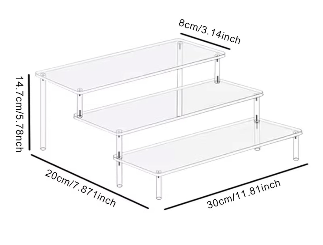 1-4 Tier Acrylic Display Stand Durable Display Rack for Cupcake Perfume Doll Transparent Trapezoidal Blind Box Storage Shelf