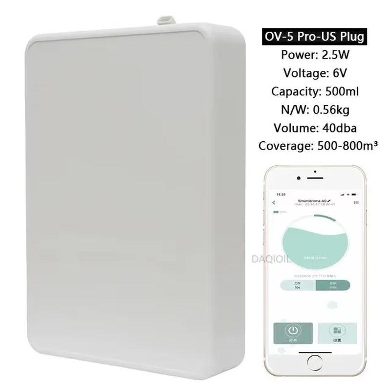 Bluetooth Smart Essential Oil Diffuser Professional Aroma Diffuser 500M³ Wall Mounted Scent Machine Electric Smell for Home
