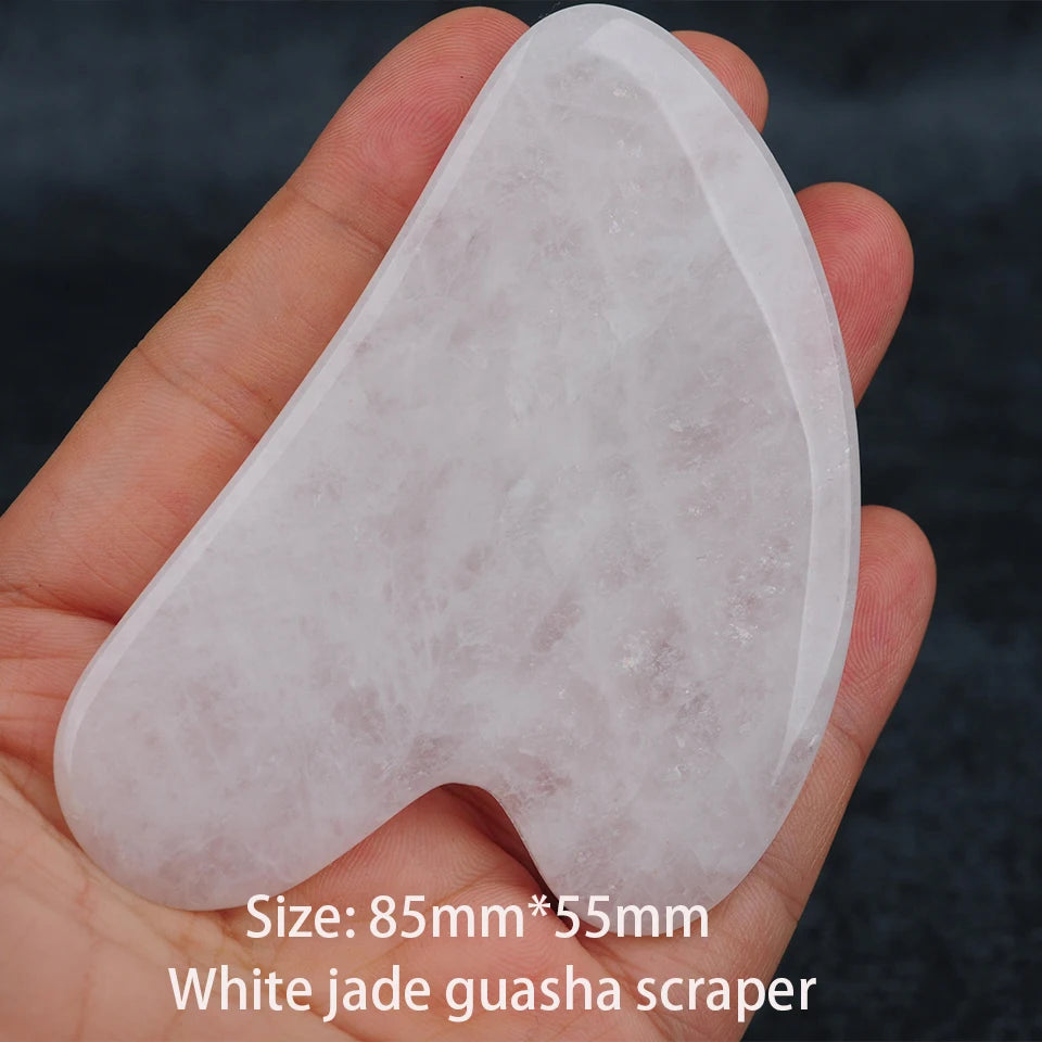 Natural Jade Stone Gua Sha Massage Board Rose Quartz Guasha Plate Jade Face Massager Scrapers Tools for Face Neck Back Body