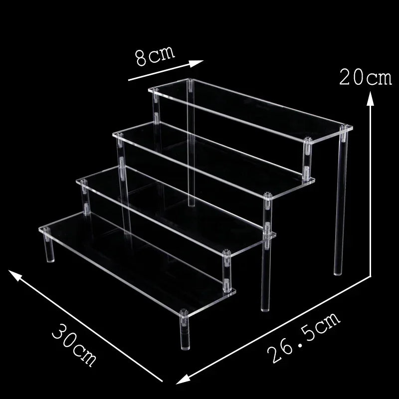 Acrylic Display Stand Transparent Ladder Shelf Doll Clay Figurine Animation Car Model Blind Box Perfume Storage Model Stand