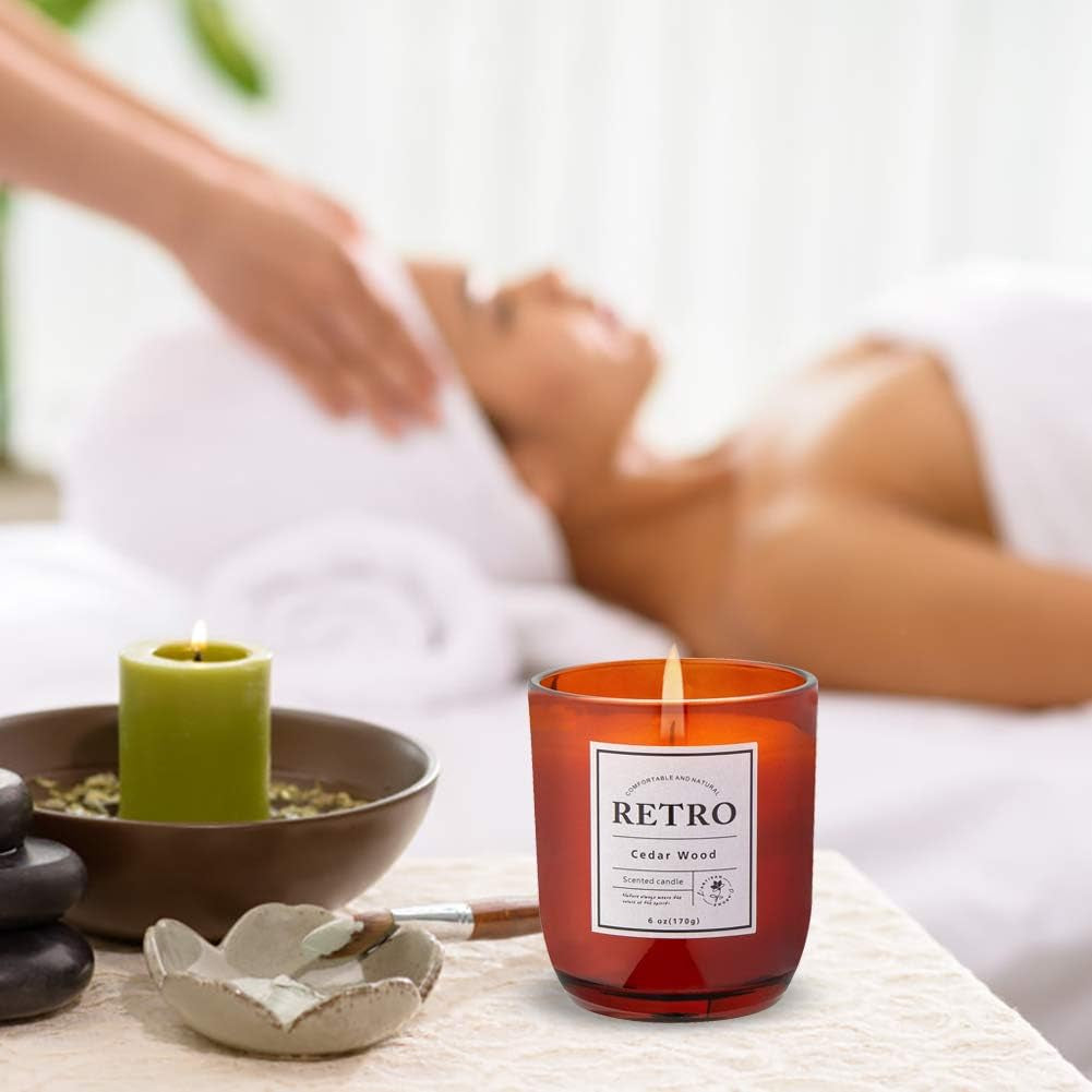 Scented Candles Cedar Wood Aromatherapy Candles for Home Scented 6 Oz Natural Jar Stress Relief Candles Gift for Women Home Decoration Meditation Spa Yoga Birthday Bath Office
