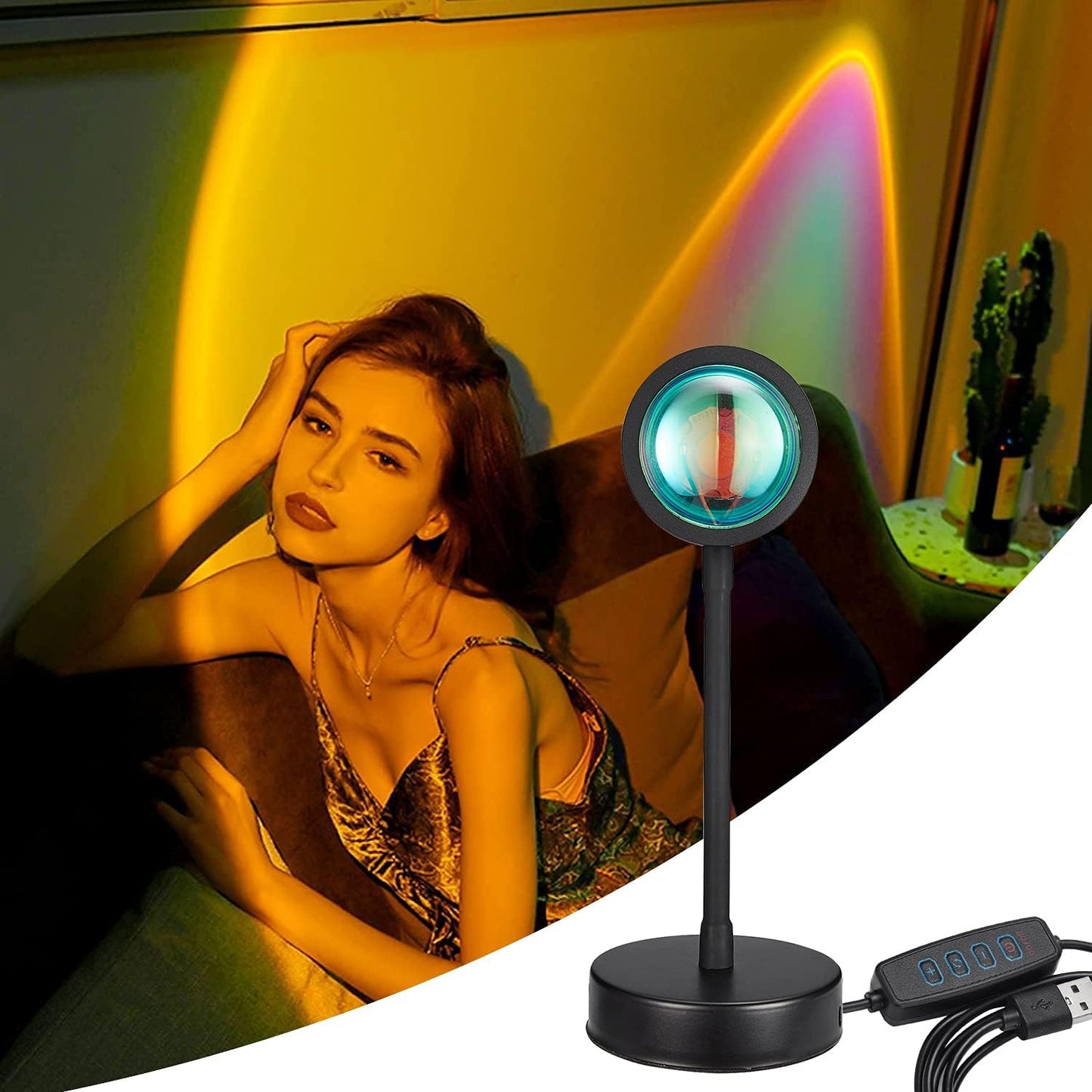 Sunset Lamp,Sunset Projector Lamp, Sunset Projection Light 10W, Sunset Light for Woman,360Degree Sunset Projection Lamp,Sunset Red