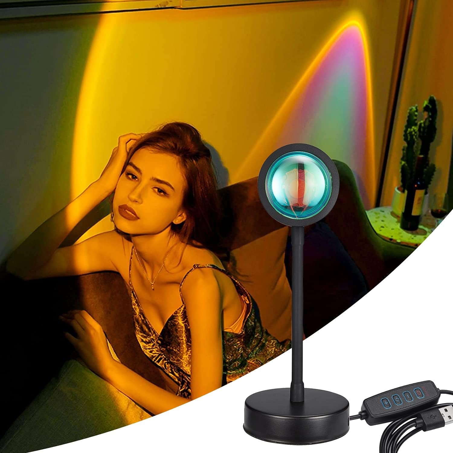 Sunset Lamp,Sunset Projector Lamp, Sunset Projection Light 10W, Sunset Light for Woman,360Degree Sunset Projection Lamp,Sunset Red