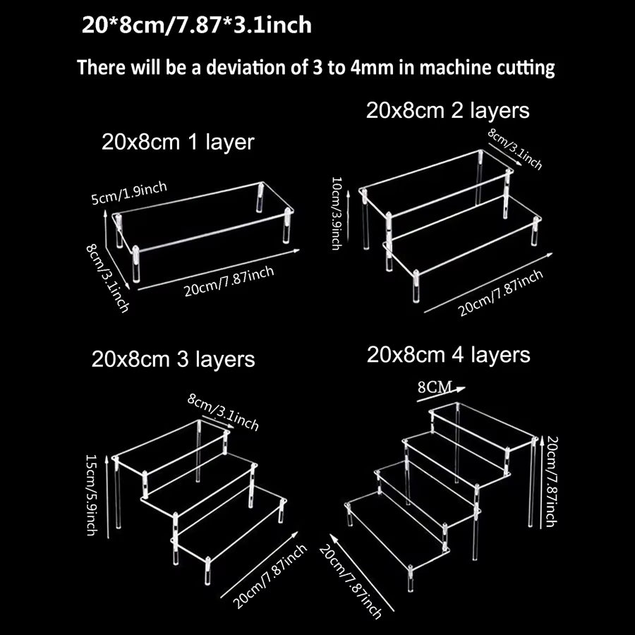 1-4 Tier Acrylic Display Stand Durable Display Rack for Cupcake Perfume Doll Transparent Trapezoidal Blind Box Storage Shelf