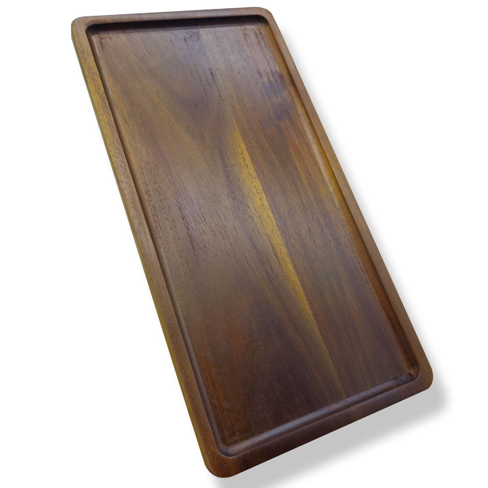 Solid Acacia Wood Serving Trays (14X7 Inches) Rectangular Wooden Platters