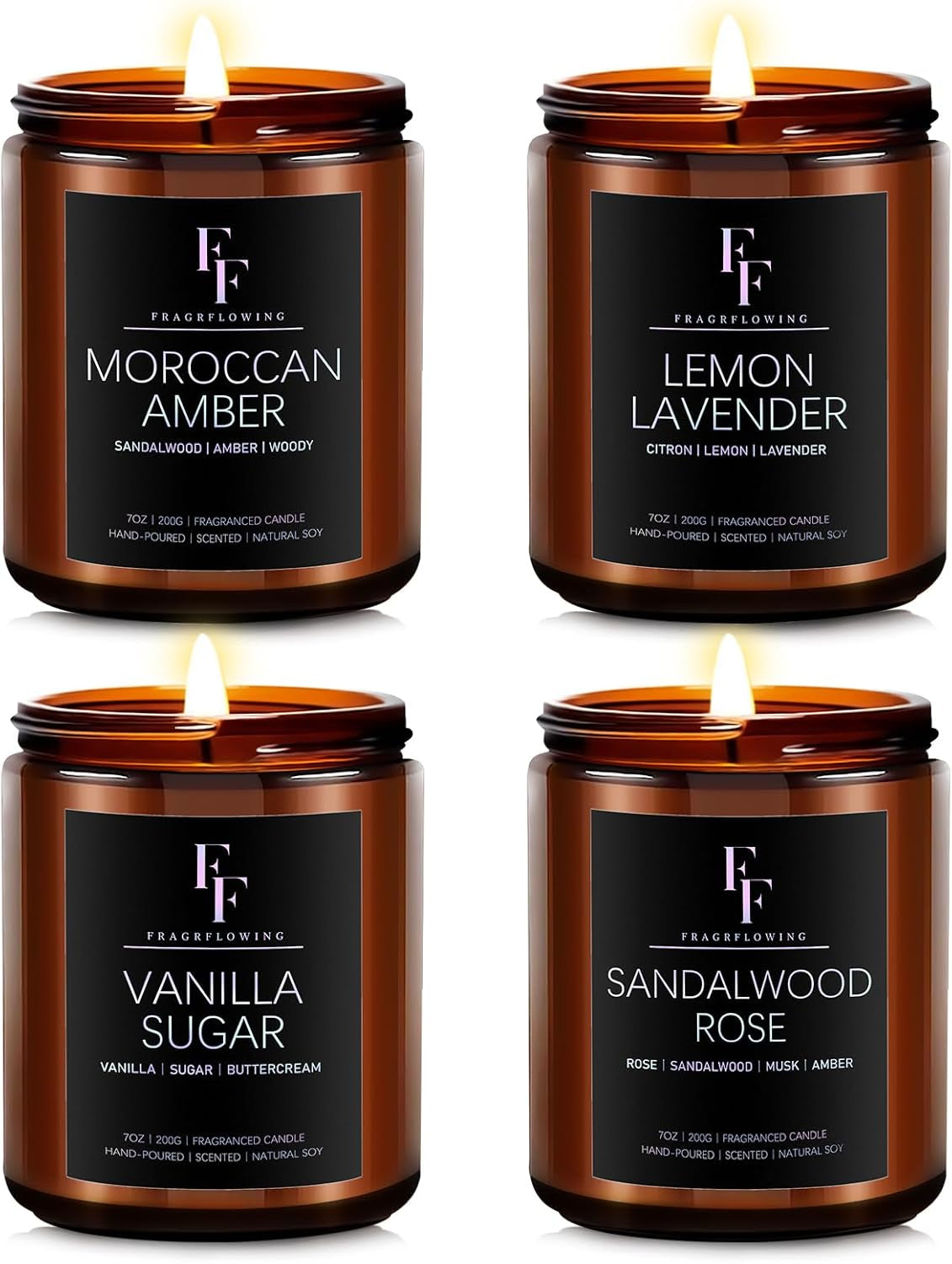 Scented Candles for Home Scented Aromatherapy Candles, 4 Pack 28 Oz Soy Wax Candle Gift Set Valentine'S Day Gift for Women Men (Lavender/Vanilla//Sandalwood Rose/Moroccan Amber)