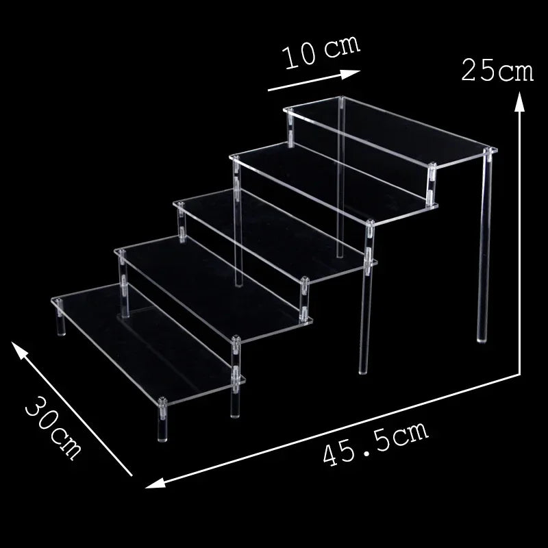 Acrylic Display Stand Transparent Ladder Shelf Doll Clay Figurine Animation Car Model Blind Box Perfume Storage Model Stand