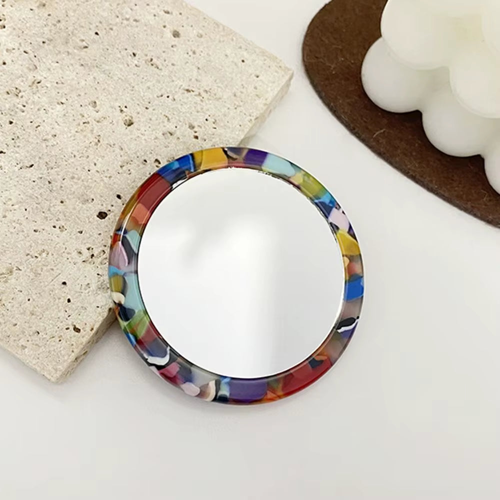 New Simple Acetate Mini round Mirror Makeup Mirror Cosmetic Vanity Mirror SPA Salon Compact Mirrors Portable Beauty Mirrors