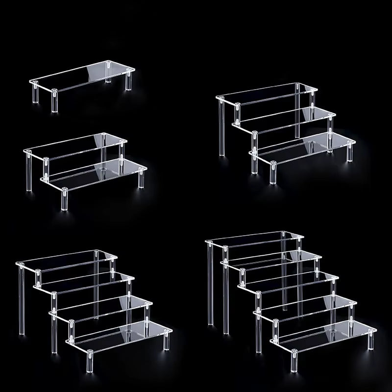 1-5 Tier Acrylic Display Stand Perfume Doll Clay Figurine Blind Box Storage Rack Transparent Ladder Makeup Organization W-2