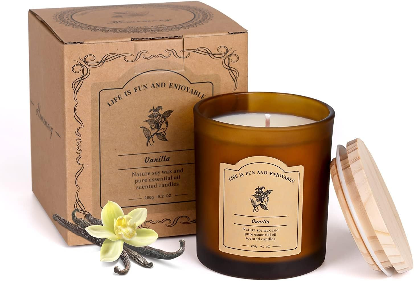 Vanilla Scented Candles for Home, All Natural Soy Wax Candles with Essential Oils, Highly Scented Beeswax Candles, Aromatherapy Candles for Sleep Aid, 9.2Oz, Clean Burning(Vanilla, Coconut)