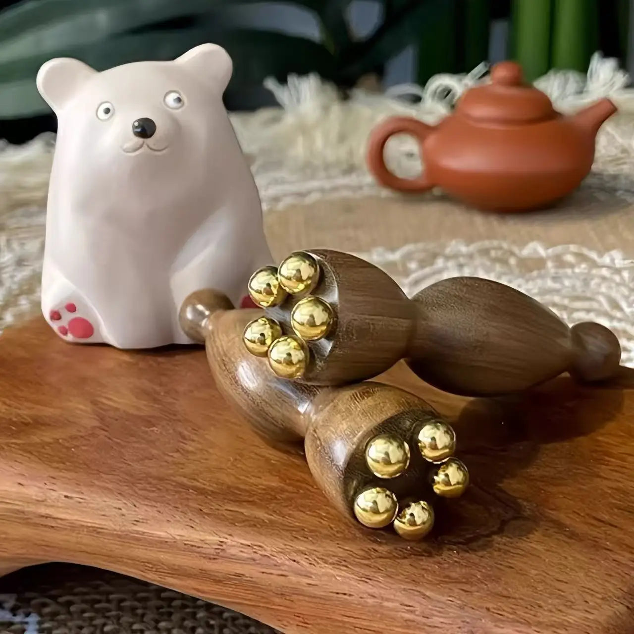 Hot Face Massage Tools Lotus Seedpod Beauty Brass & Rosewood Dark Circles Gua Sha Tool Eye Relaxation Meridians Acupoint Massage