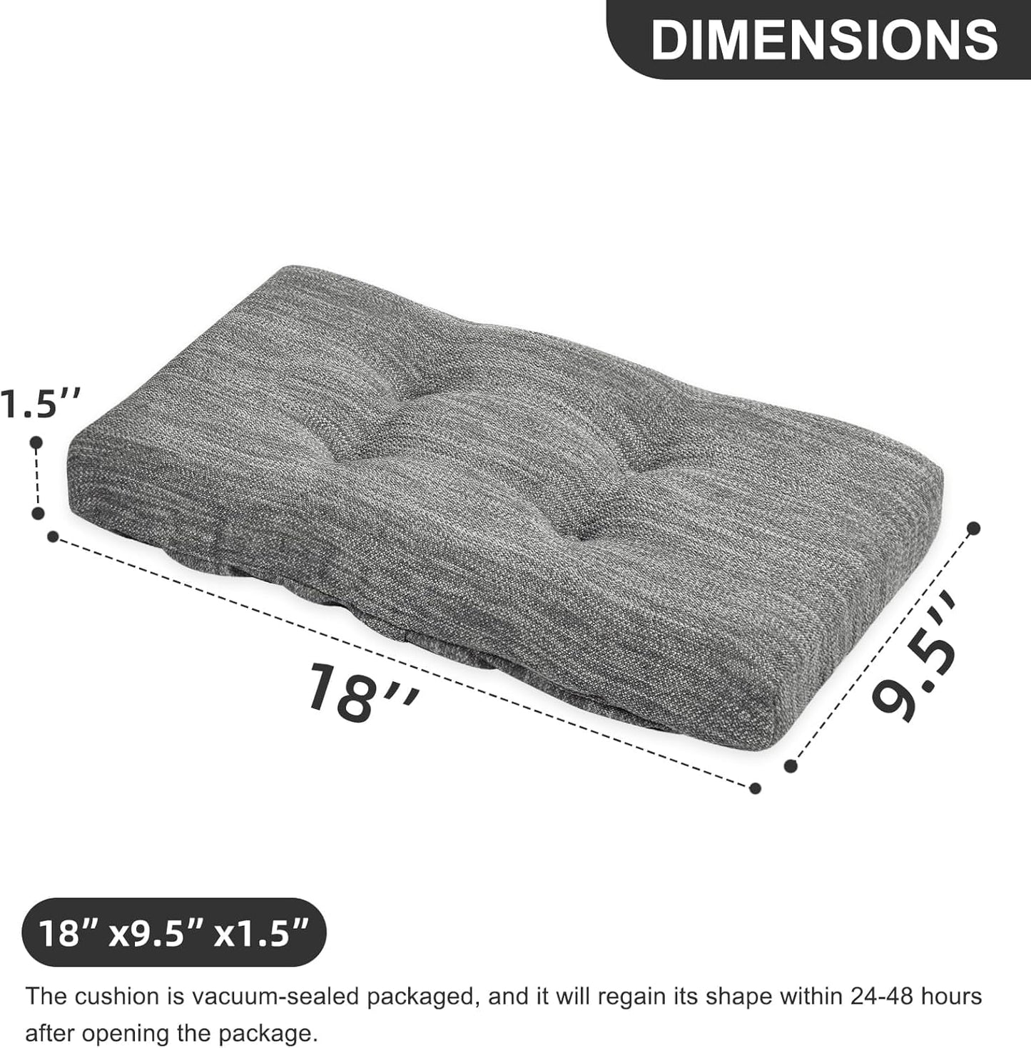 Set of 2 Memory Foam Stool Cushion Rectangular, Dual-Layer Design Bar Stool Cushion Saddle Stool Pad with Ties - 2 Pads Only (Gray, 18X9.5X1.5In)