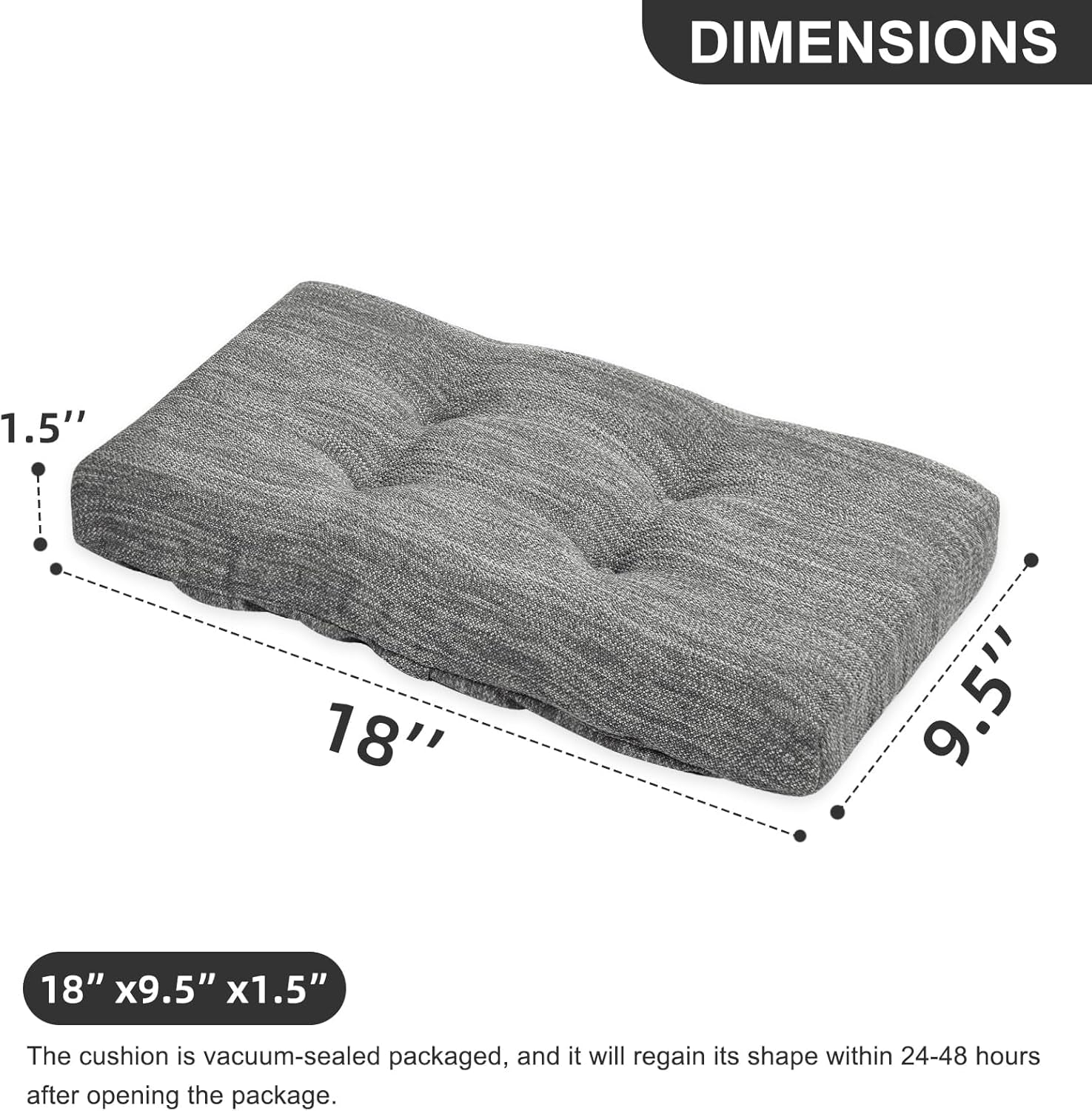 Set of 2 Memory Foam Stool Cushion Rectangular, Dual-Layer Design Bar Stool Cushion Saddle Stool Pad with Ties - 2 Pads Only (Gray, 18X9.5X1.5In)
