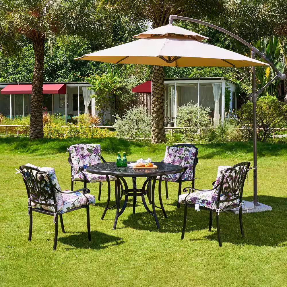 Outdoor Cushions Dinning Chair Cushions with Back Wicker Tufted Pillow for Patio Furniture in Purple Flower