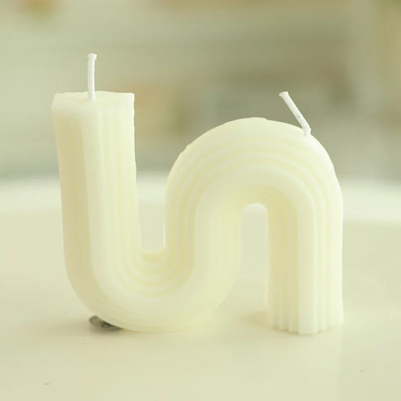 Geometry Unique Candle Wave S Shape Unscented Decorative Candles Black White Pink Hand Poured Soy Candles