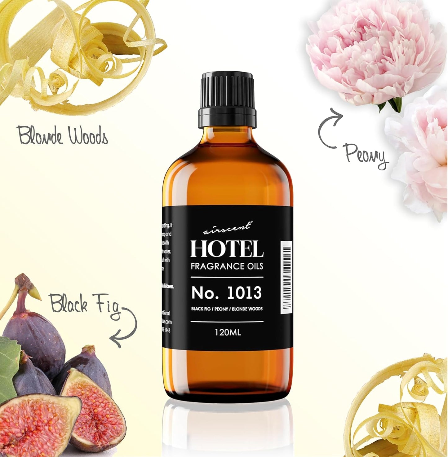 Airscent Hotel Diffuser Oil No. 1013 - Black Fig Peony Blonde Woods - Hotel Scent Dupe - Premium Fragrance Oil for Ultrasonic and Waterless Diffusers and Crafting - 10 Ml, .34 Fl Oz Glass Bottle