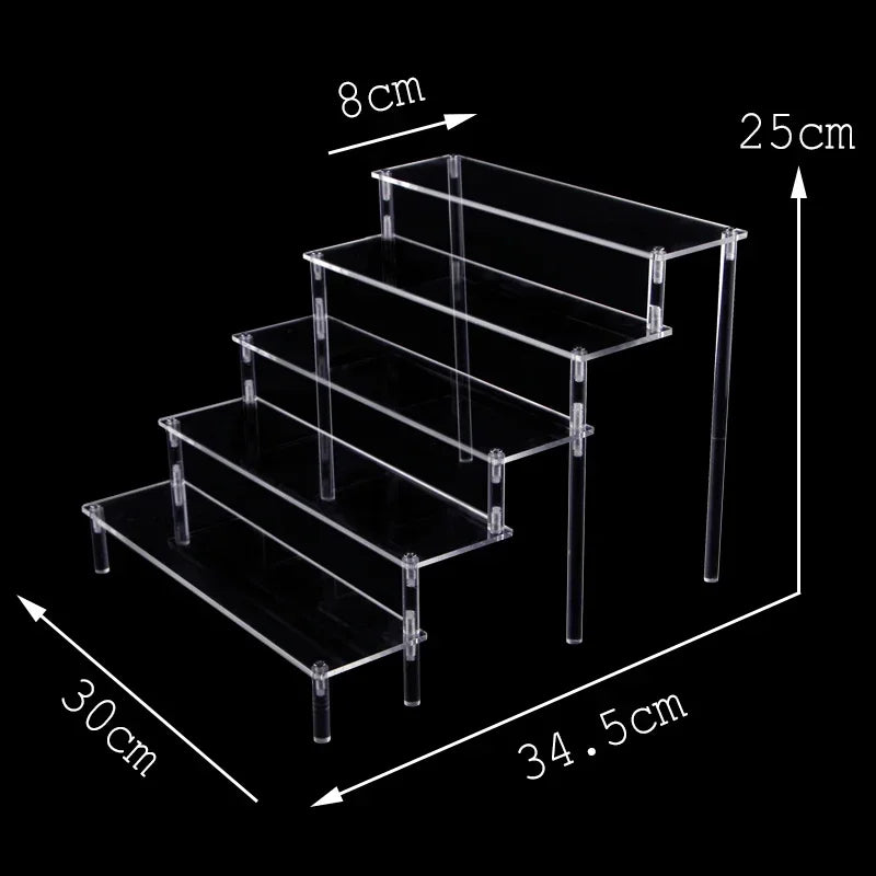 Acrylic Display Stand Transparent Ladder Shelf Doll Clay Figurine Animation Car Model Blind Box Perfume Storage Model Stand