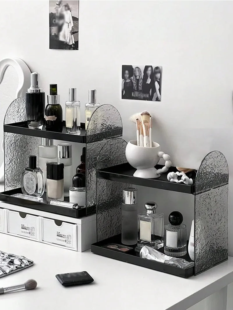 Makeup Organizer Acrylic Holder Double Layers Lipstick Holder Clear Skincare Cosmetic Storage Box Desktop Display Rack Decor