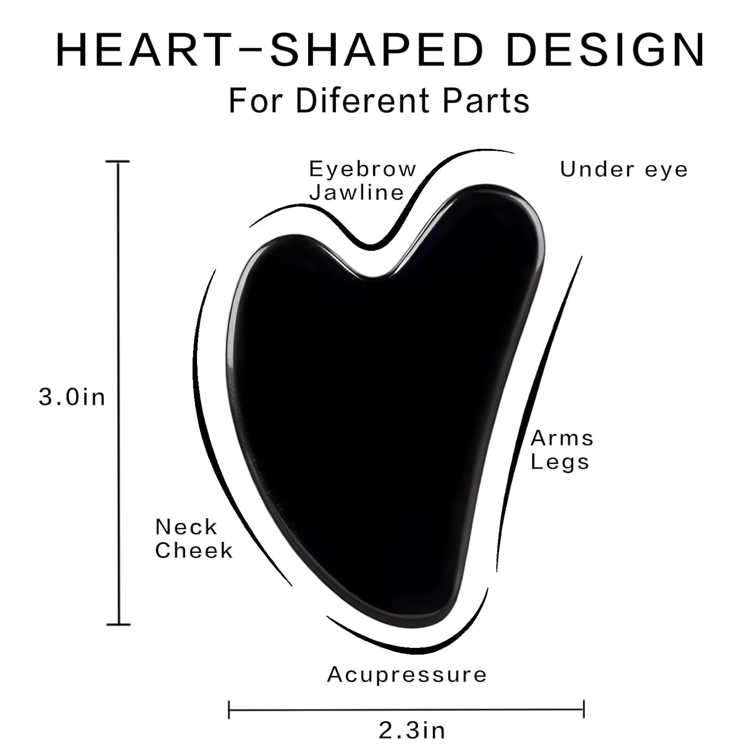 Gua Sha Facial Tools, Natural Obsidian Guasha Tool for Face,Double Chin & Jawline, Gua Sha Stone Self-Skin Care Face Stone Gua Sha Tools for Women Guasha Stone, Black