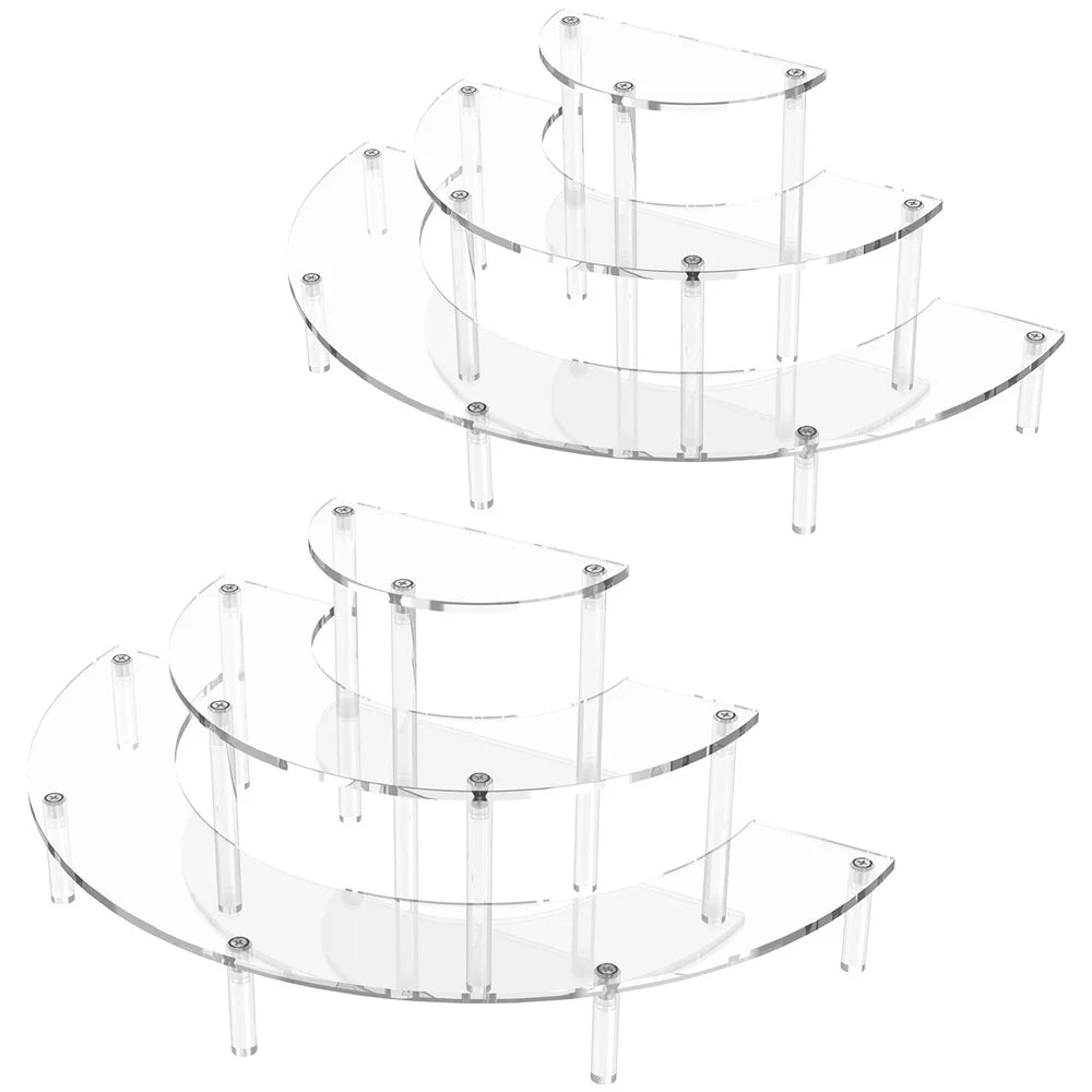 1/2Pack Acrylic Display Riser 3 Tier Half Moon Cupcake Stand Clear Perfume Organizer Dessert Stand for Display for Food, Cupcake