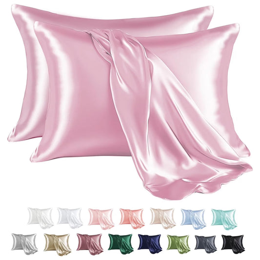 Satin Pillow Case, 2 Pack Satin King Silky Pillowcase for Hair and Skin, Satin Pillowcase Set of 2, 20X40, Pink