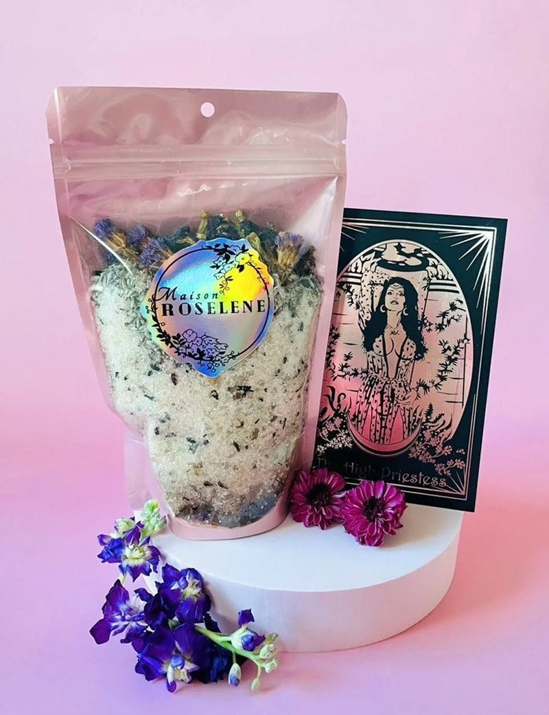 High Priestess Ritual Bath Salts: Lavender Aromatherapy Soak, Tarot Card