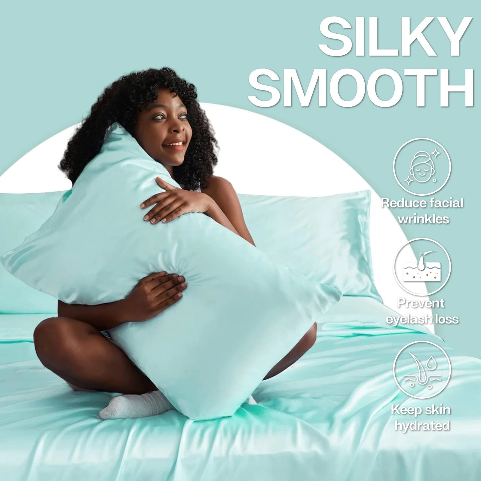 Satin Pillow Case, 2 Pack Satin Standard Silky Pillowcase for Hair and Skin, Satin Pillowcase Set of 2, 20X26, Turquoise