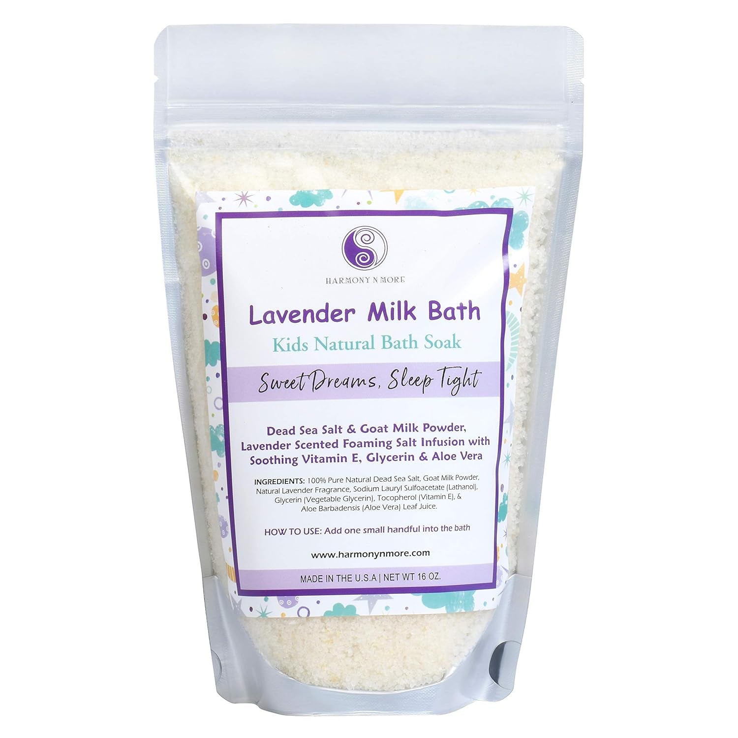 Lavender Milk Kids Bath - Natural Pacific Sea Salt - Comfy & Nourishing for the Skin - Tub Time Foaming Bath Salt Soak - All Natural