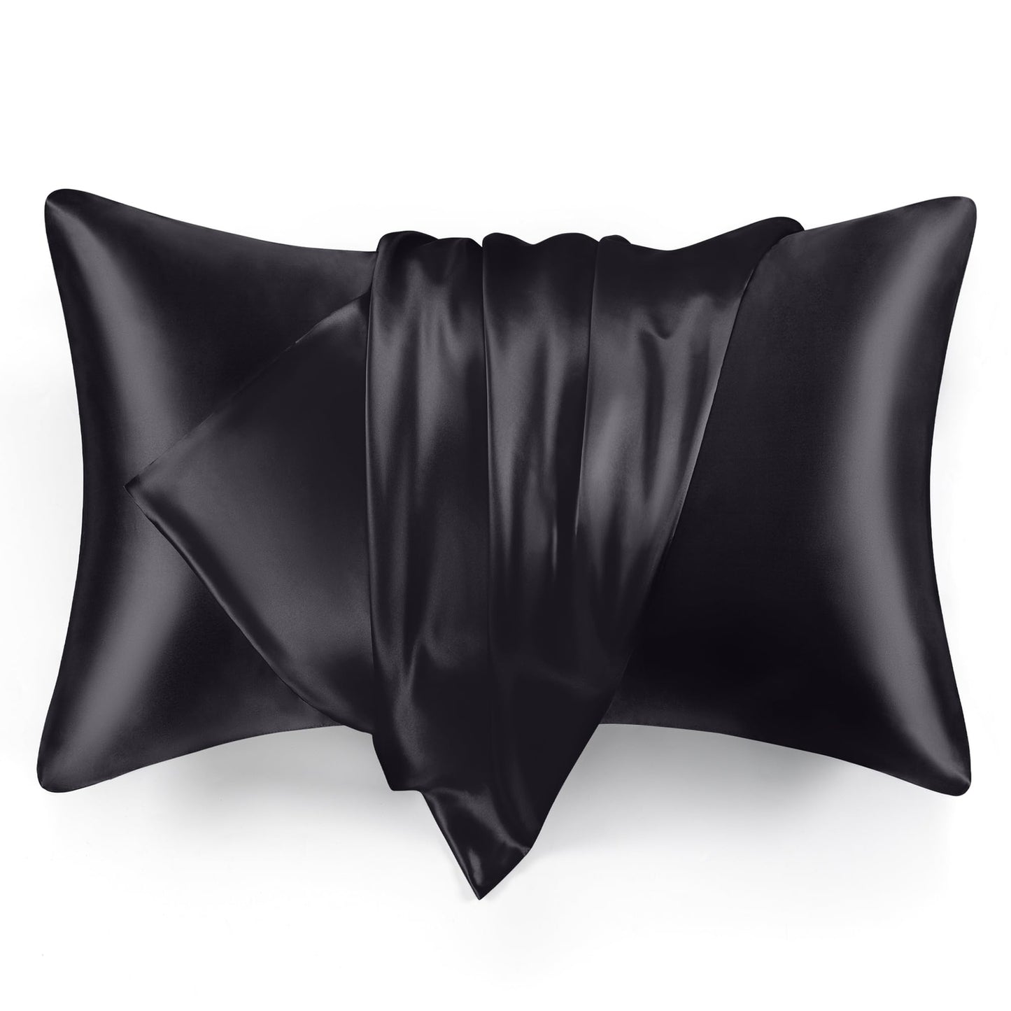 Satin Pillowcase for Hair and Skin Black, 20X30 Inches