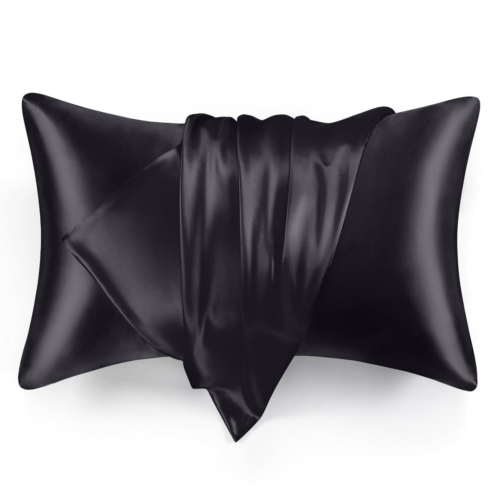 Satin Pillowcase for Hair and Skin Black, 20X30 Inches