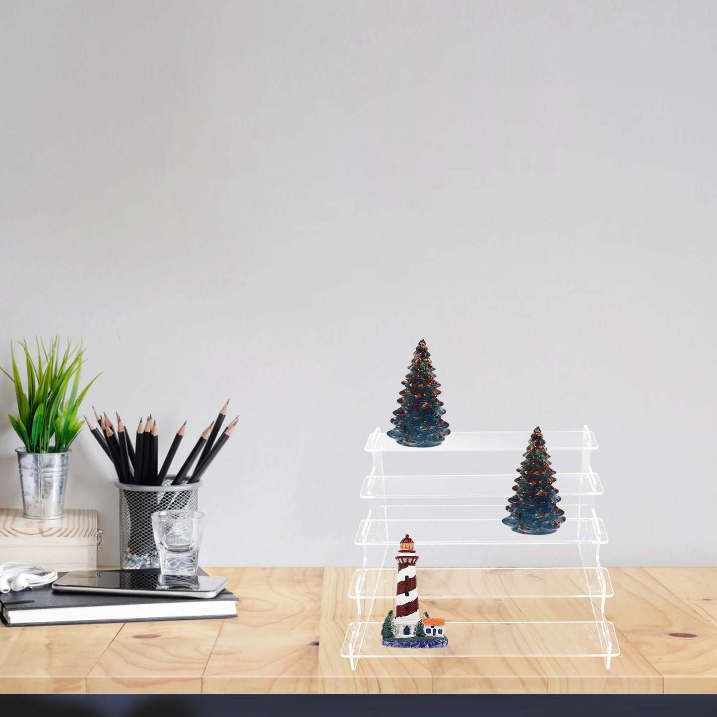 Transparent Ladder Display Rack Cake Stand Perfume Acrylic Figurine Holder Bracelet Necklace Stairs Exhibitor Figures