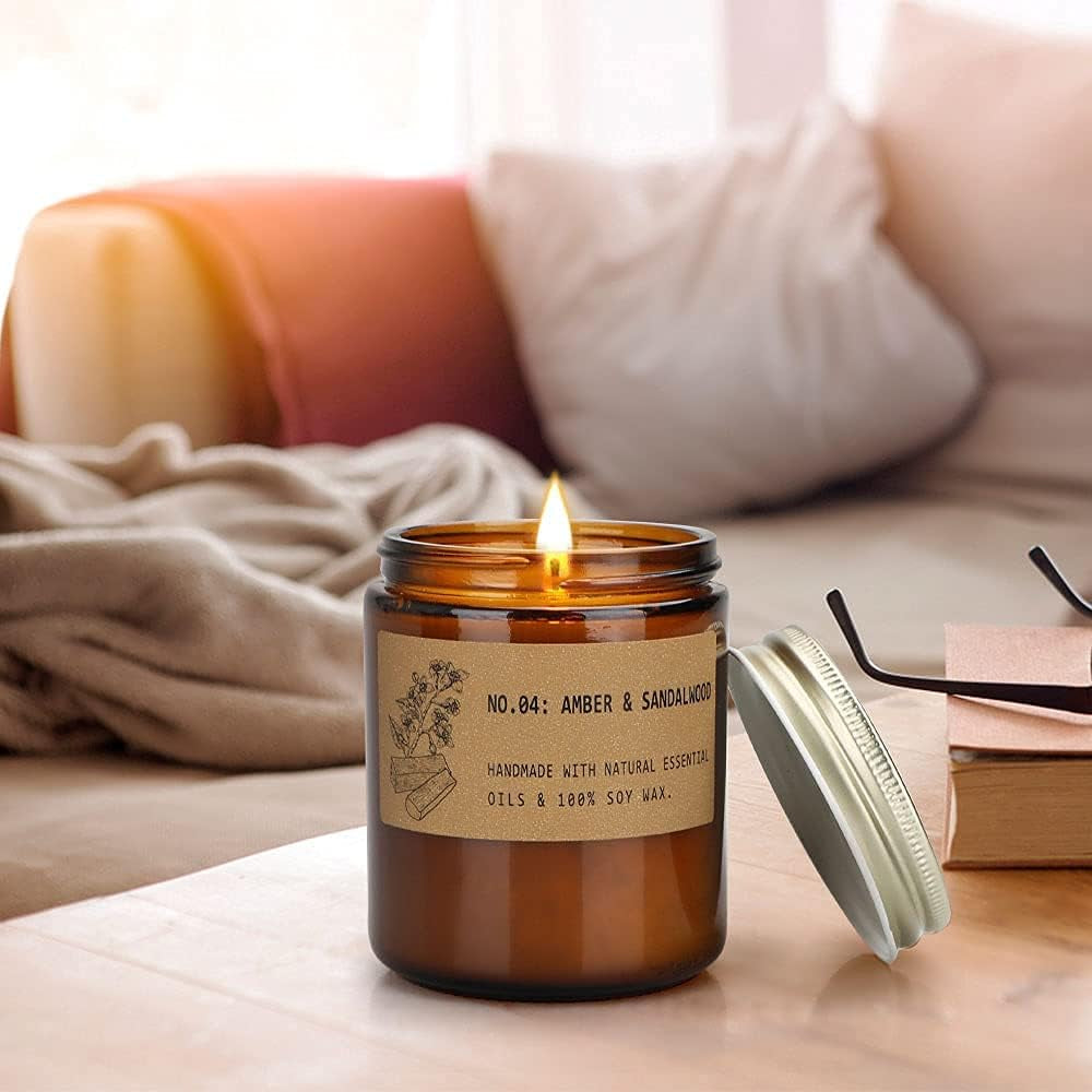Scented Candle Gifts for Women, Home Scented Candles 7.2 Oz Soy Scented Candle, Lavender, Amber Sandalwood Strong Scented Jar Candle with Gift Box, Christmas Gifts for Women, 2 Pack
